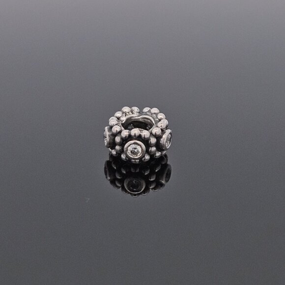 Pandora 925 Sterling Silver Clear Crystal Her Majesty Spacer Charm Bead - Picture 5 of 6